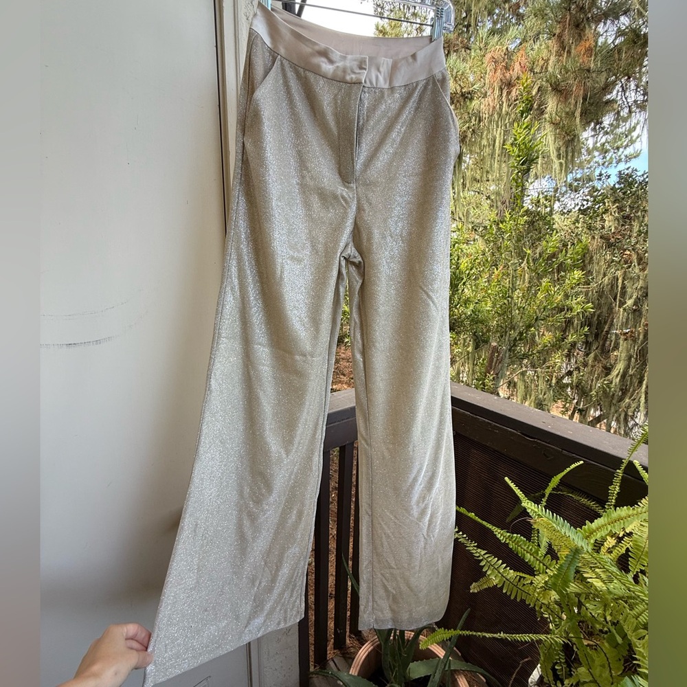 Showpo Metallic Glitter Beige Trousers and Bralette